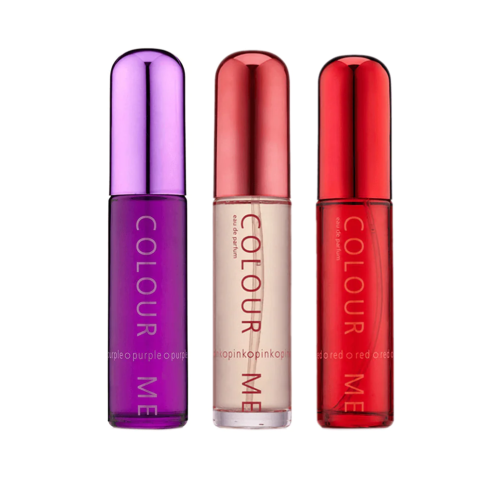 كلر مي طقم عطور الوردي والبنفسجي والاحمر - سعة 50 مل - أصلي